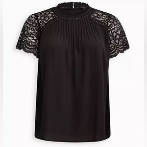 Torrid Black Lace Short Sleeve Blouse